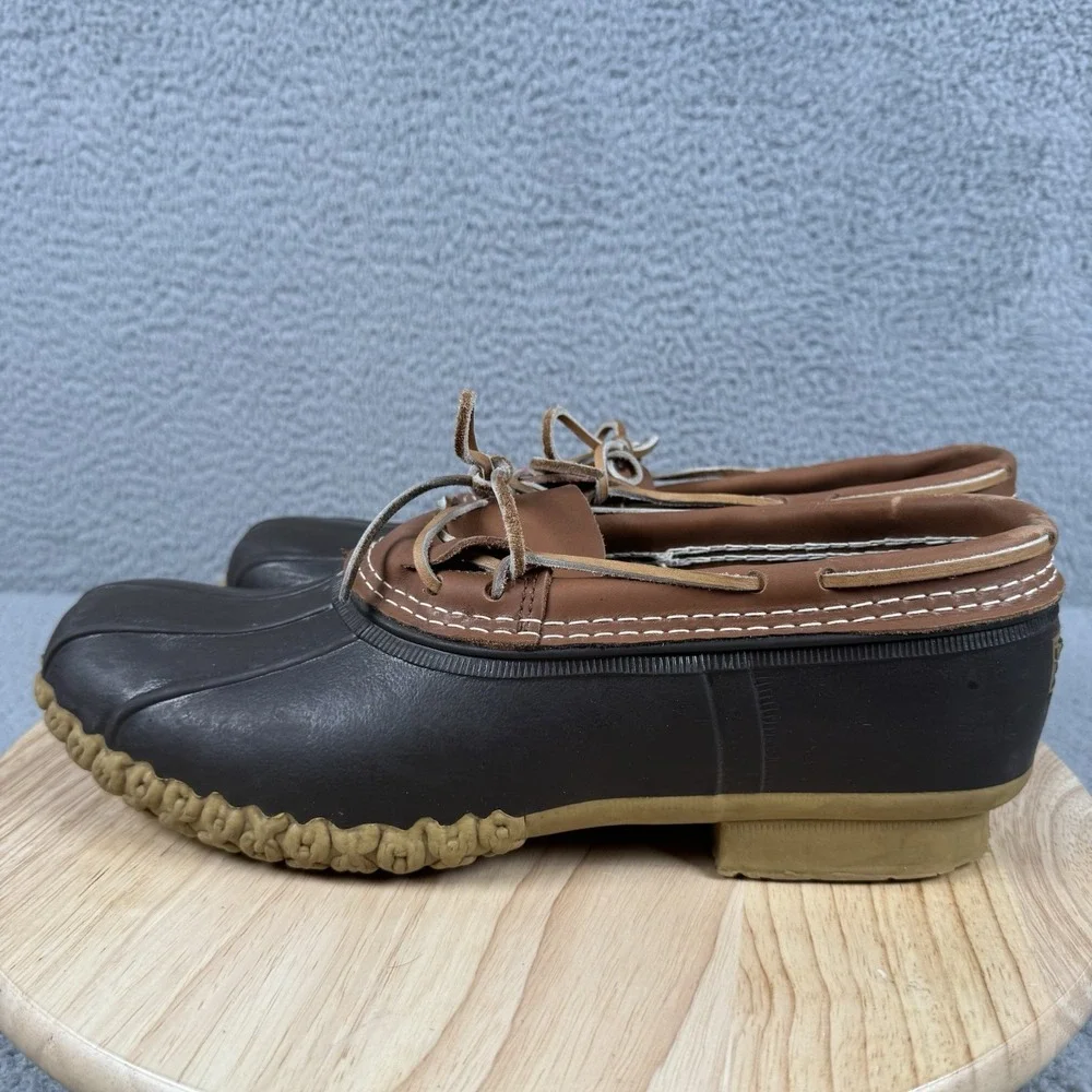 L.L. Bean Men\'s 9 Wide Rubber Moc Brown Leather Duck Boots Made in Maine 175061 LL Bean Men main image 4